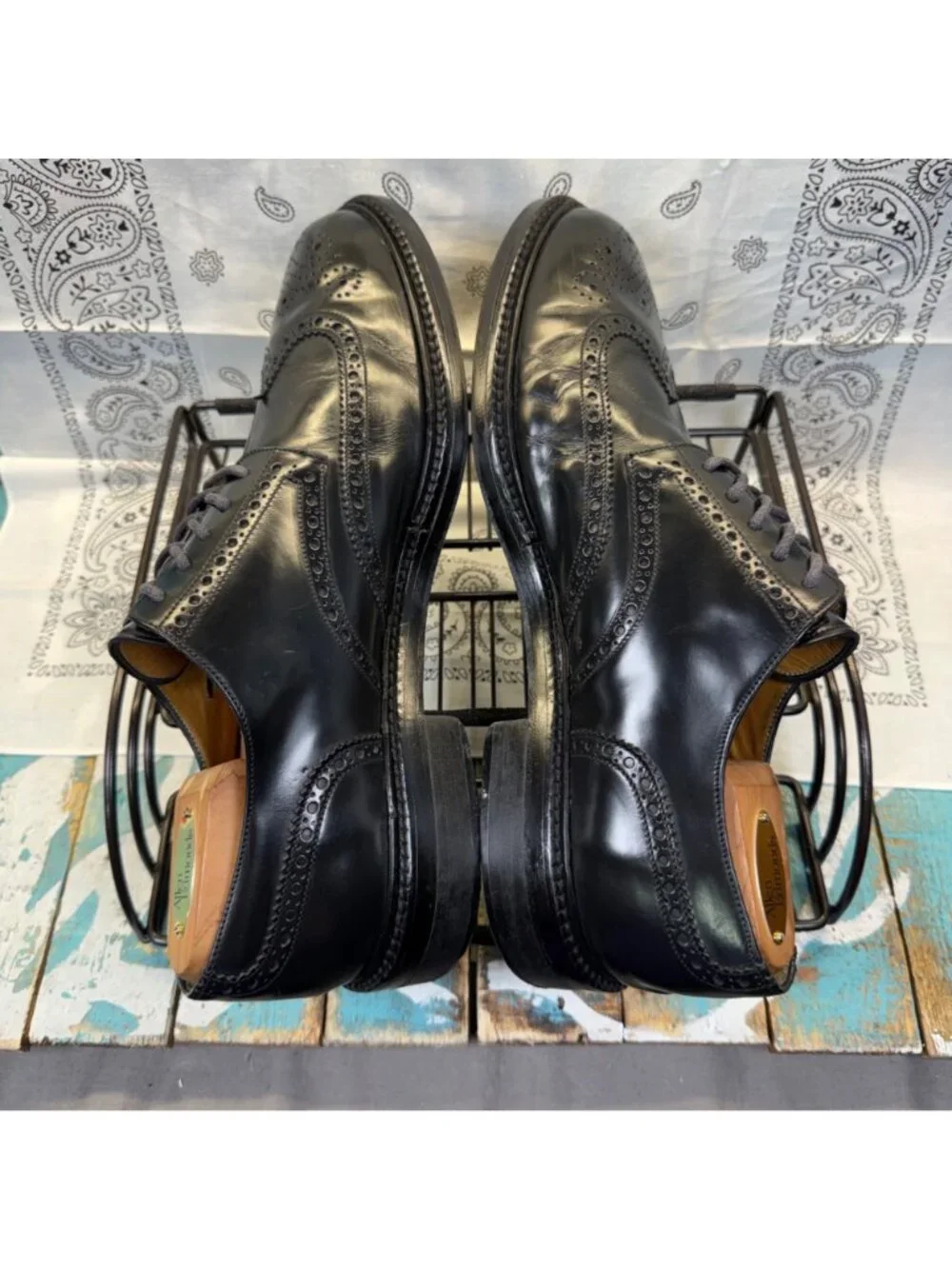 J Crew Italian Leather Wingtip Oxford Black Dress Shoes Size 11Made in Italy